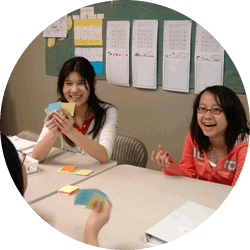 students playing game